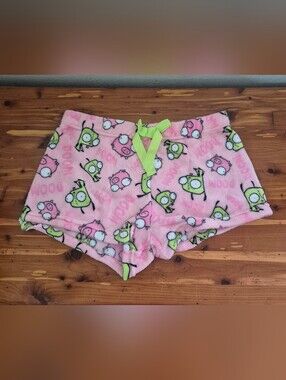 Nickelodeon Pink Plush Lounge Shorts with Lime Drawstring